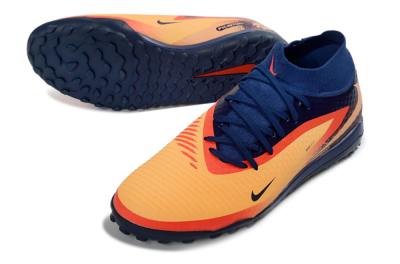 Unisex Nike Phantom 6 Elite High TF Artificial Turf High-Tops Football Shoes - Orange/Navy Blue/Fired Brick