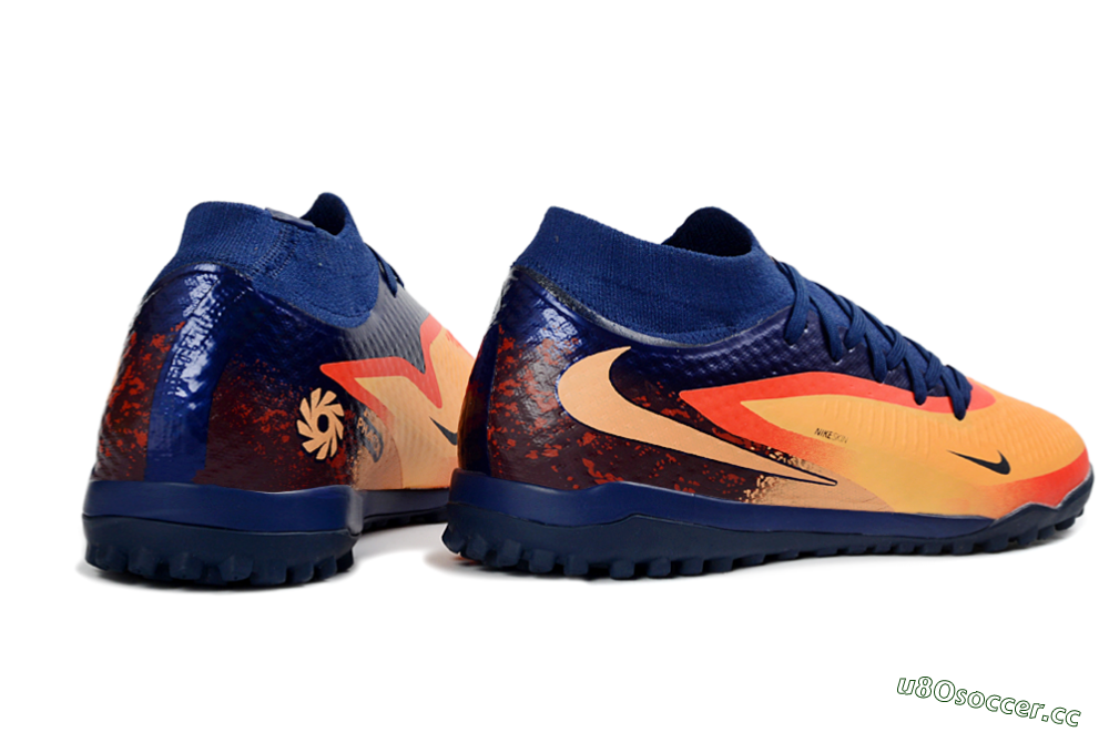 Unisex Nike Phantom 6 Elite High TF Artificial Turf High-Tops Football Shoes - Orange/Navy Blue/Fired Brick 6