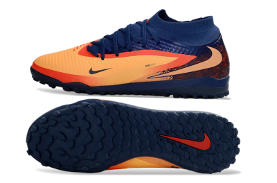 Unisex Nike Phantom 6 Elite High TF Artificial Turf High-Tops Football Shoes - Orange/Navy Blue/Fired Brick