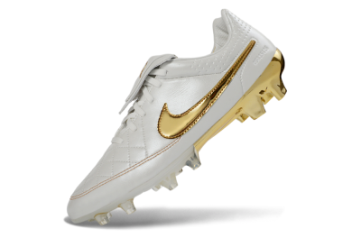 Men's Nike Tiempo Legend SE FG Firm Ground Low-Tops Football Boots - White/Metallic Gold/Classic White