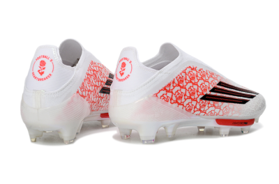 Unisex Adidas F50+ Elite Lightstrike Pro Laceless FG Firm Ground Low-Tops Football Boots - White/Crimson Glow/Black Shadow