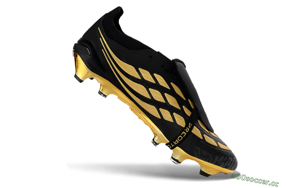 Unisex Adidas Predator 26 Elite Fold-Over Tongue FG Firm Ground Low-Tops Football Boots - Black/Gold Accent/Black Base 4