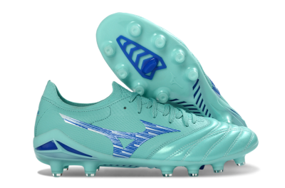 Men's Mizuno Morelia Neo 4 FG Firm Ground Low-Tops Football Boots - Aqua/Ocean Blue/Turquoise Splash