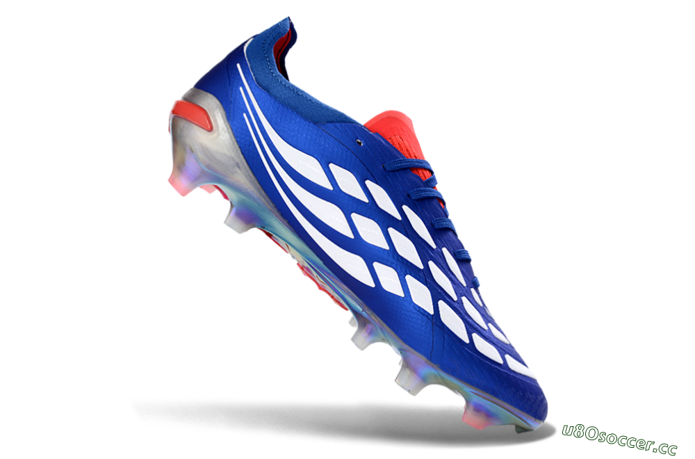 Unisex Adidas Predator 26 Elite FG Firm Ground Low-Tops Football Boots - Blue/Fiery Red/Silver 4