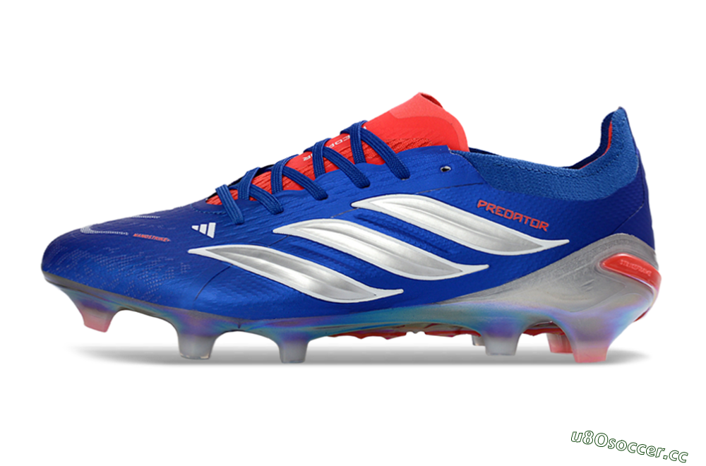 Unisex Adidas Predator 26 Elite FG Firm Ground Low-Tops Football Boots - Blue/Fiery Red/Silver 0