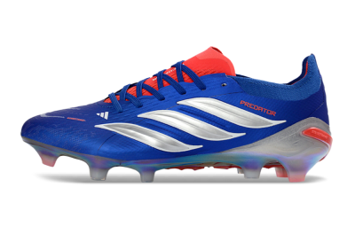 Unisex Adidas Predator 26 Elite FG Firm Ground Low-Tops Football Boots - Blue/Fiery Red/Silver