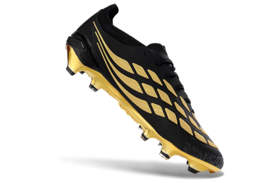 Unisex Adidas Predator 26 Elite FG Firm Ground Low-Tops Football Boots - Black/Metallic Gold/Onyx Black