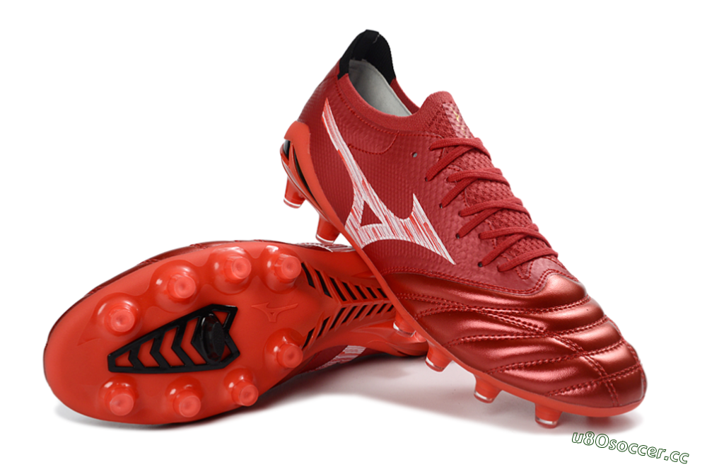 Men's Mizuno Morelia Neo 4 FG Firm Ground Low-Tops Football Boots - Red/Crimson Blaze/Scarlet Shine 3