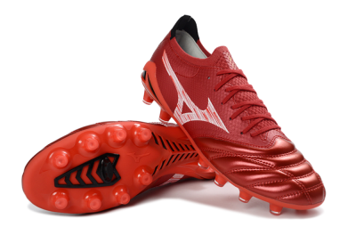 Men's Mizuno Morelia Neo 4 FG Firm Ground Low-Tops Football Boots - Red/Crimson Blaze/Scarlet Shine