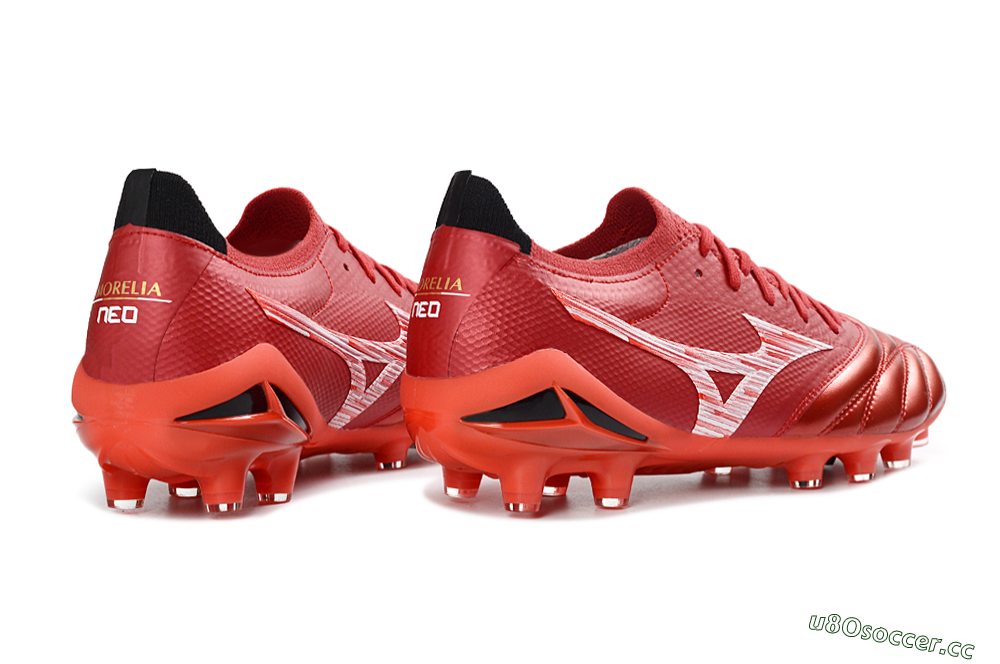 Men's Mizuno Morelia Neo 4 FG Firm Ground Low-Tops Football Boots - Red/Crimson Blaze/Scarlet Shine 6