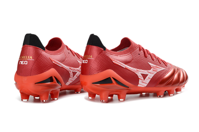 Men's Mizuno Morelia Neo 4 FG Firm Ground Low-Tops Football Boots - Red/Crimson Blaze/Scarlet Shine