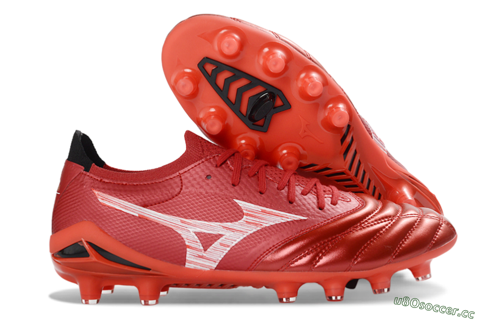 Men's Mizuno Morelia Neo 4 FG Firm Ground Low-Tops Football Boots - Red/Crimson Blaze/Scarlet Shine 2