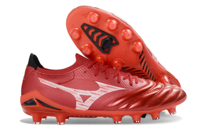 Men's Mizuno Morelia Neo 4 FG Firm Ground Low-Tops Football Boots - Red/Crimson Blaze/Scarlet Shine