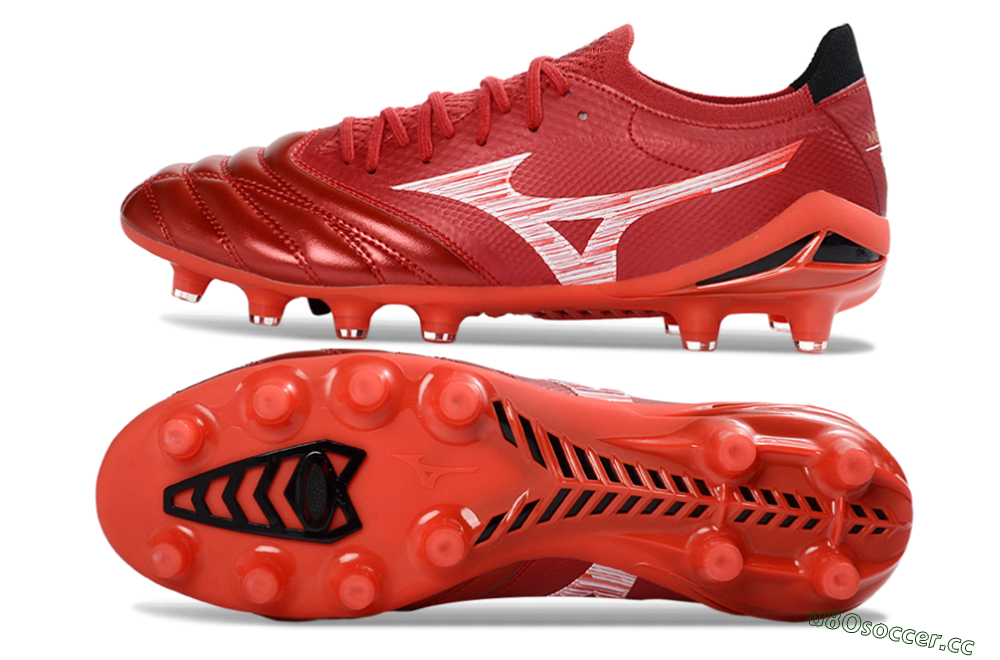 Men's Mizuno Morelia Neo 4 FG Firm Ground Low-Tops Football Boots - Red/Crimson Blaze/Scarlet Shine 1