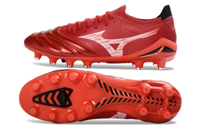 Men's Mizuno Morelia Neo 4 FG Firm Ground Low-Tops Football Boots - Red/Crimson Blaze/Scarlet Shine