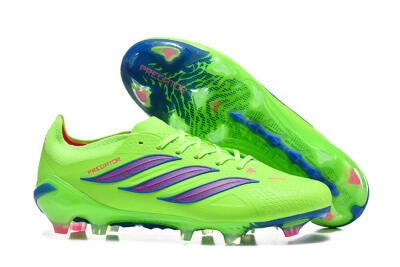 Men's Adidas Predator 26 Elite FG Firm Ground Low-Tops Football Boots - Green/Electric Green/Striking Blue