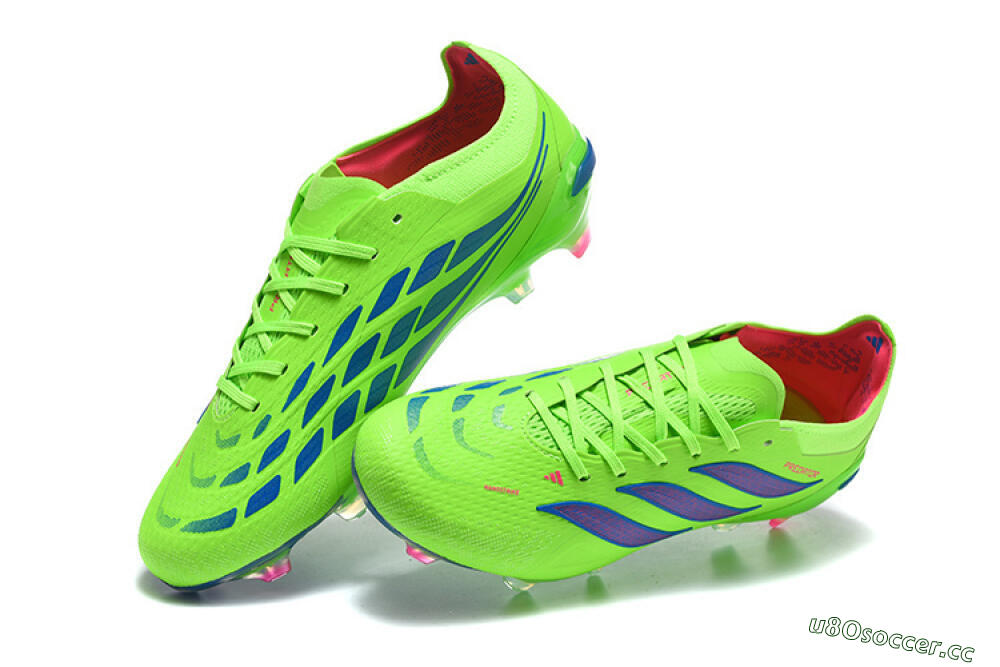 Men's Adidas Predator 26 Elite FG Firm Ground Low-Tops Football Boots - Green/Electric Green/Striking Blue 6