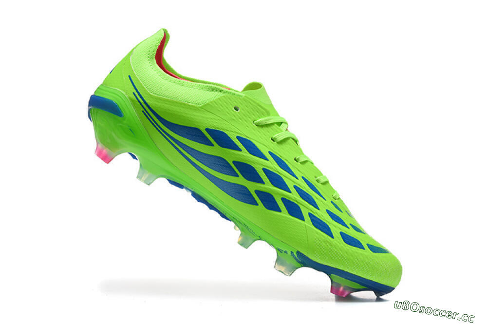 Men's Adidas Predator 26 Elite FG Firm Ground Low-Tops Football Boots - Green/Electric Green/Striking Blue 7