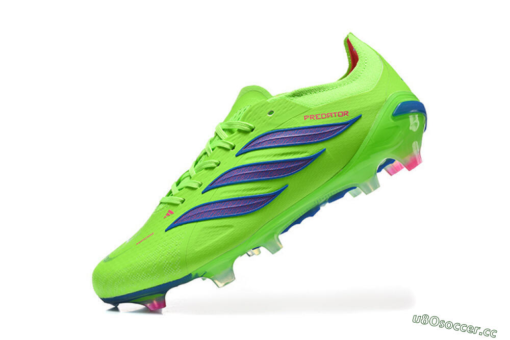 Men's Adidas Predator 26 Elite FG Firm Ground Low-Tops Football Boots - Green/Electric Green/Striking Blue 8