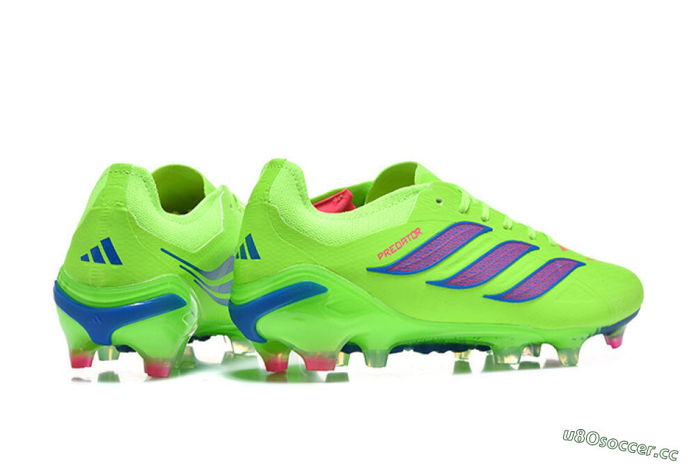 Men's Adidas Predator 26 Elite FG Firm Ground Low-Tops Football Boots - Green/Electric Green/Striking Blue 9