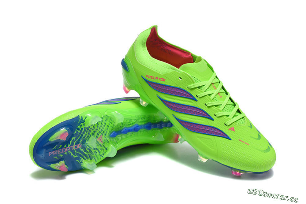Men's Adidas Predator 26 Elite FG Firm Ground Low-Tops Football Boots - Green/Electric Green/Striking Blue 4