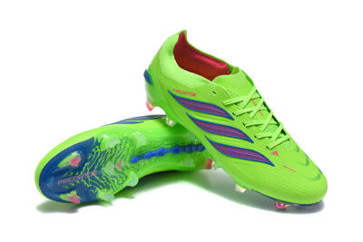 Men's Adidas Predator 26 Elite FG Firm Ground Low-Tops Football Boots - Green/Electric Green/Striking Blue