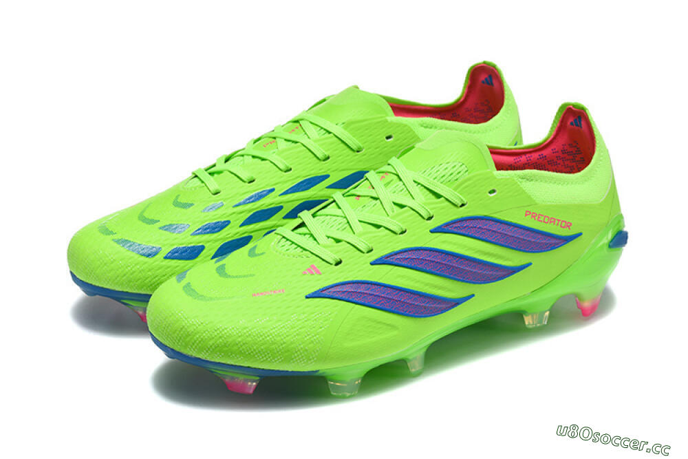 Men's Adidas Predator 26 Elite FG Firm Ground Low-Tops Football Boots - Green/Electric Green/Striking Blue 5