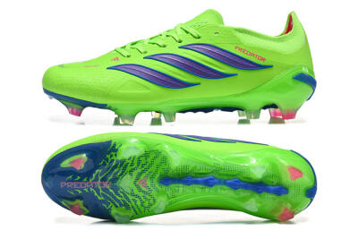 Men's Adidas Predator 26 Elite FG Firm Ground Low-Tops Football Boots - Green/Electric Green/Striking Blue