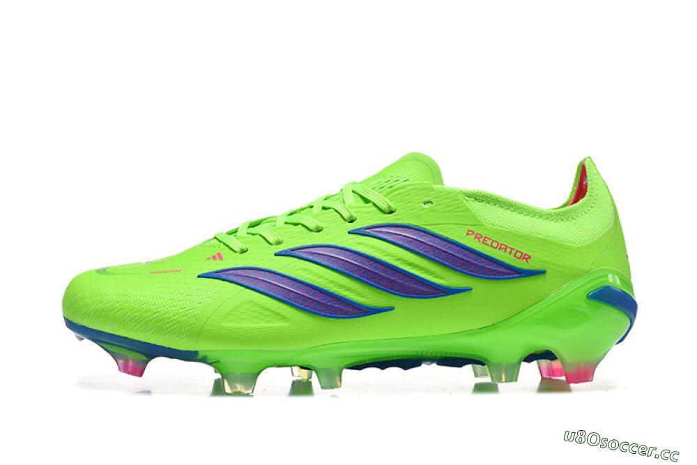 Men's Adidas Predator 26 Elite FG Firm Ground Low-Tops Football Boots - Green/Electric Green/Striking Blue 0
