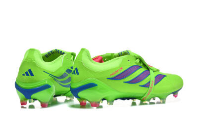 Men's Adidas Predator 26 Elite Fold-Over Tongue FG Firm Ground Low-Tops Football Boots - Green/Electric Lime/Cobalt Blue
