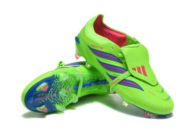 Men's Adidas Predator 26 Elite Fold-Over Tongue FG Firm Ground Low-Tops Football Boots - Green/Electric Lime/Cobalt Blue