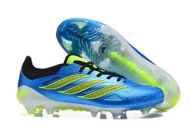 Men's Adidas Predator 26 Elite FG Firm Ground Low-Tops Football Boots - Blue/Electric Blue/Neon Green