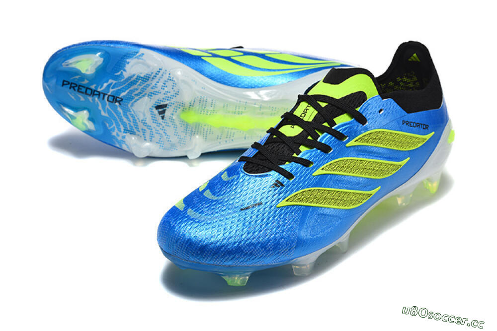 Men's Adidas Predator 26 Elite FG Firm Ground Low-Tops Football Boots - Blue/Electric Blue/Neon Green 3