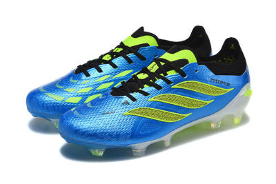 Men's Adidas Predator 26 Elite FG Firm Ground Low-Tops Football Boots - Blue/Electric Blue/Neon Green