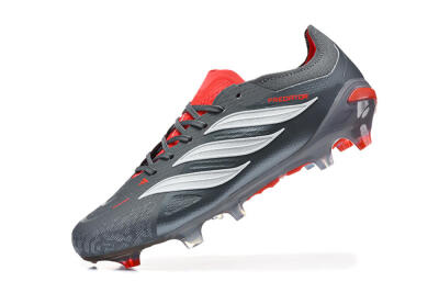 Men's Adidas Predator 26 Elite FG Firm Ground Low-Tops Football Boots - Gray/Crimson Red/Slate Gray