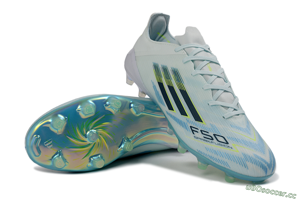 Unisex Adidas F50 Elite FG Firm Ground Low-Tops Football Boots - Aqua/Frosted Blue/Shimmering Yellow 3