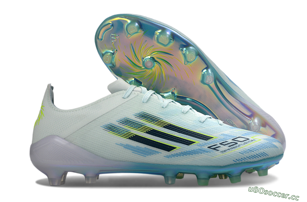 Unisex Adidas F50 Elite FG Firm Ground Low-Tops Football Boots - Aqua/Frosted Blue/Shimmering Yellow 2