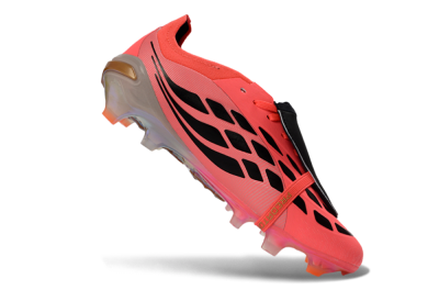 Unisex Adidas Predator 26 Elite Fold-Over Tongue FG Firm Ground Low-Tops Football Boots - Pink/Electric Pink/Black