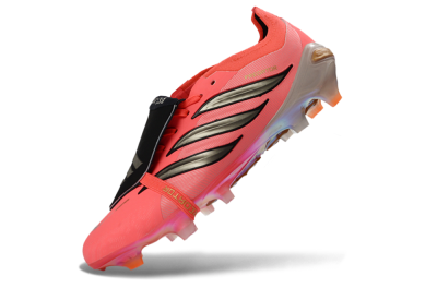 Unisex Adidas Predator 26 Elite Fold-Over Tongue FG Firm Ground Low-Tops Football Boots - Pink/Electric Pink/Black