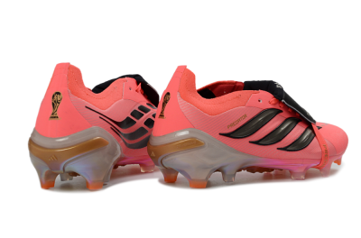 Unisex Adidas Predator 26 Elite Fold-Over Tongue FG Firm Ground Low-Tops Football Boots - Pink/Electric Pink/Black