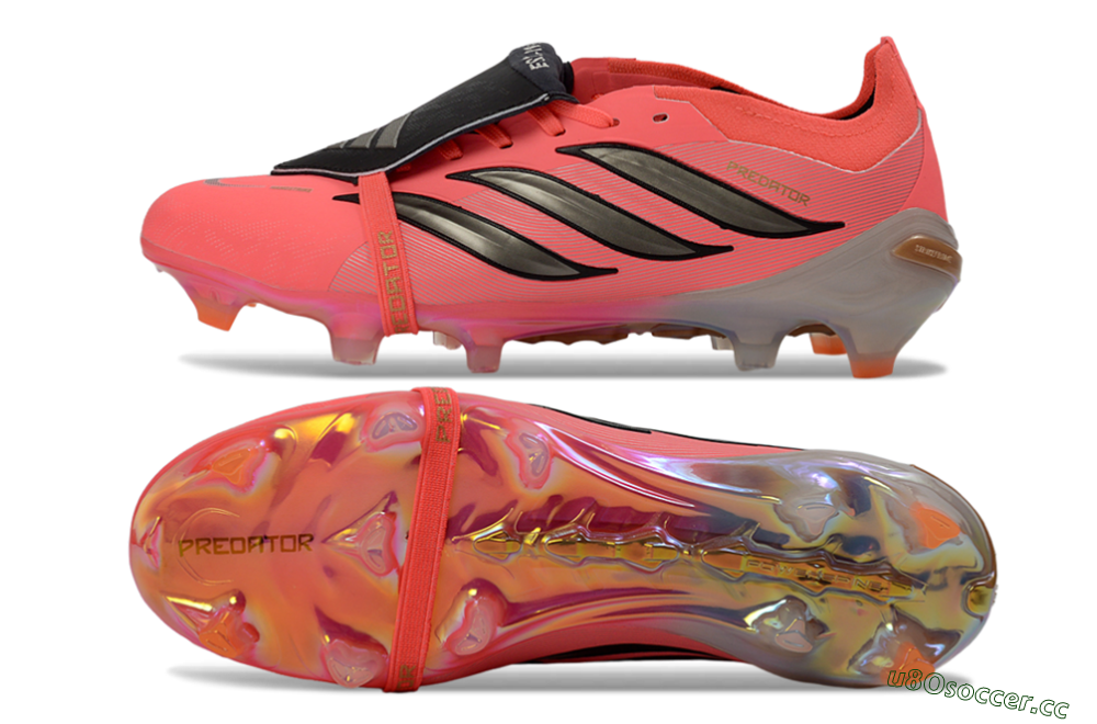 Unisex Adidas Predator 26 Elite Fold-Over Tongue FG Firm Ground Low-Tops Football Boots - Pink/Electric Pink/Black 1