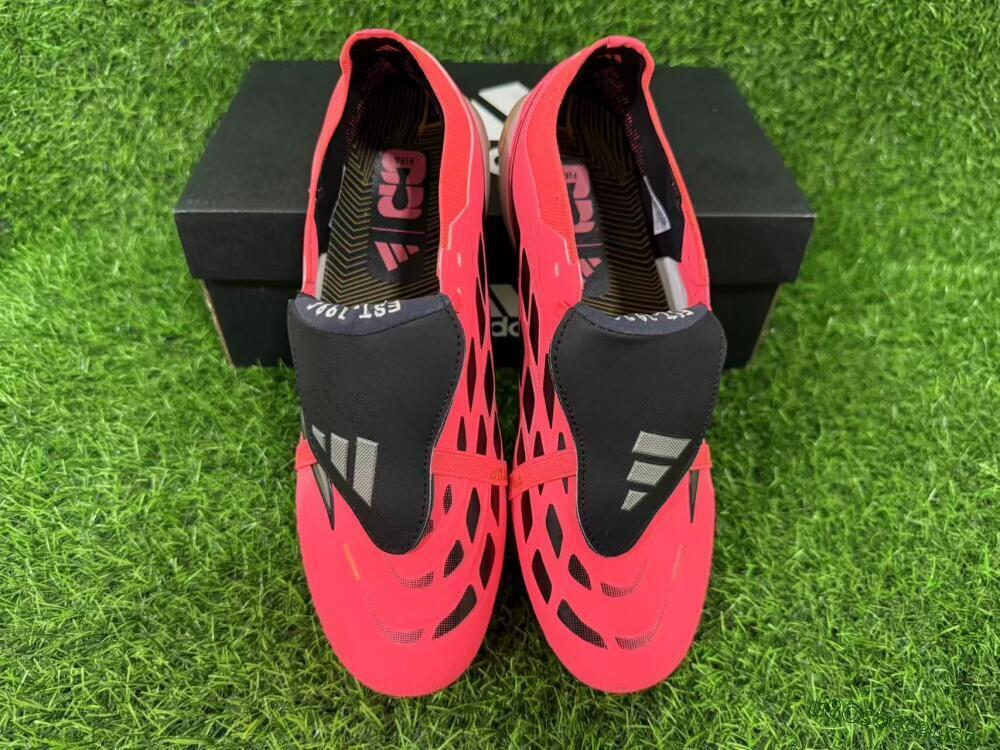 Unisex Adidas Predator 26 Elite Fold-Over Tongue FG Firm Ground Low-Tops Football Boots - Pink/Electric Pink/Black