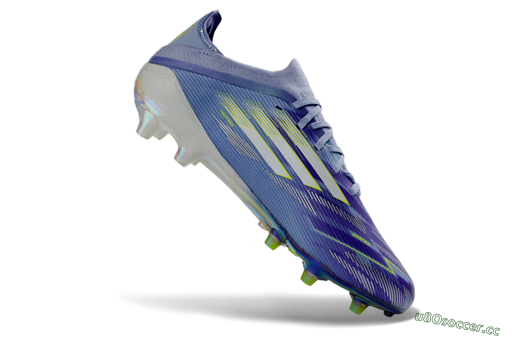 Men's Adidas F50 Pro FG Firm Ground Low-Tops Football Boots - Blue/Iridescent Yellow/Lime Green 4
