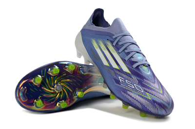 Men's Adidas F50 Pro FG Firm Ground Low-Tops Football Boots - Blue/Iridescent Yellow/Lime Green