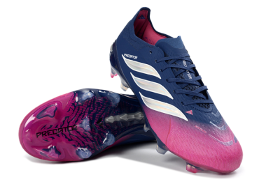 Unisex Adidas Predator 26 Elite FG Firm Ground Low-Tops Football Boots - Navy/Electric Pink/Deep Blue