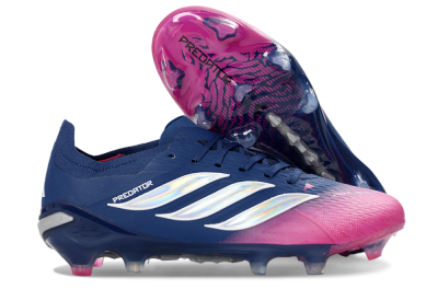 Unisex Adidas Predator 26 Elite FG Firm Ground Low-Tops Football Boots - Navy/Electric Pink/Deep Blue