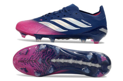 Unisex Adidas Predator 26 Elite FG Firm Ground Low-Tops Football Boots - Navy/Electric Pink/Deep Blue