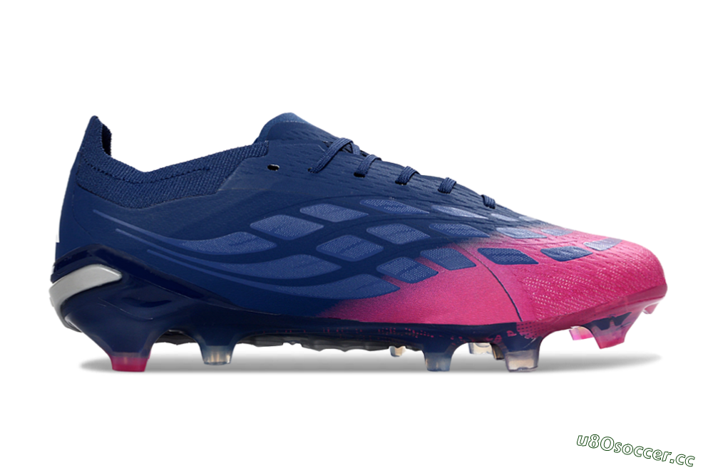 Unisex Adidas Predator 26 Elite FG Firm Ground Low-Tops Football Boots - Navy/Electric Pink/Deep Blue 7
