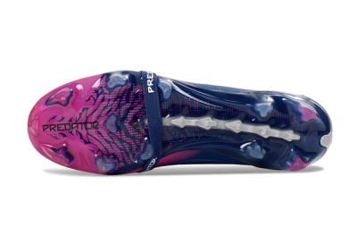 Unisex Adidas Predator 26 Elite Fold-Over Tongue FG Firm Ground Low-Tops Football Boots - Navy/Vibrant Pink/Deep Blue