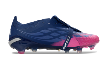 Unisex Adidas Predator 26 Elite Fold-Over Tongue FG Firm Ground Low-Tops Football Boots - Navy/Vibrant Pink/Deep Blue